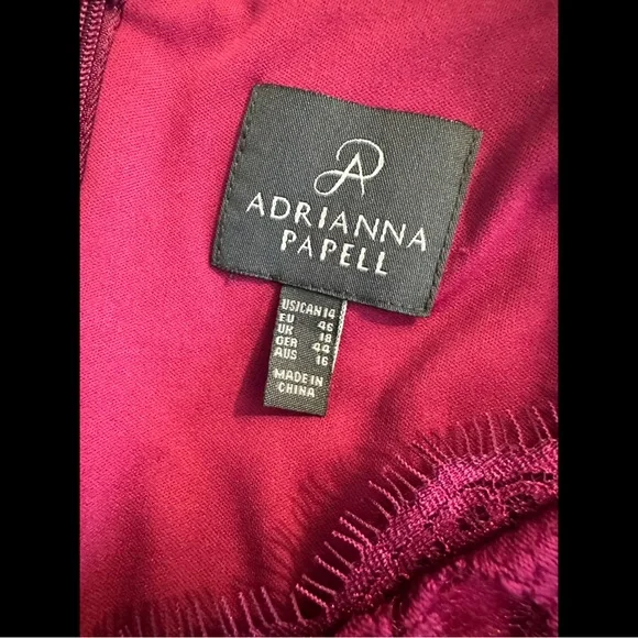 New ADRIANNA PAPELL Illusion Inset Fit Flare Dress Crushed Berry Purple Magenta - Picture 8 of 11